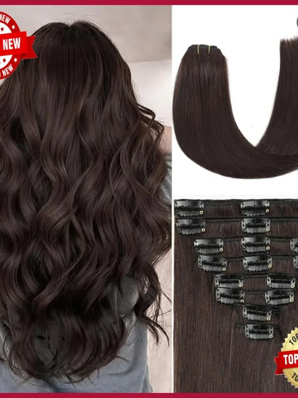 20 Inch Clip In Human Hair Extensions 105g 8pcs Seamless Double Weft